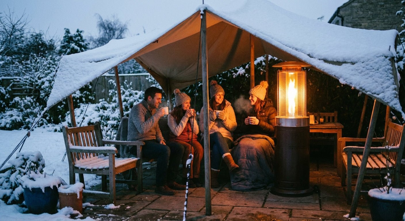 Lekker buiten zitten in januari? Gewoon doen met een goede terrasverwarmer - Tuinverwarming.com