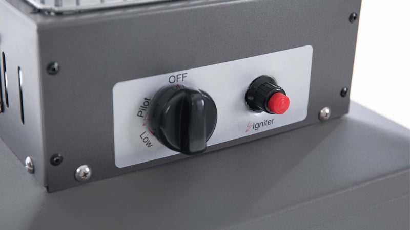 besturing knoppen van staande Sunred Atria Flame Torch grijze heater