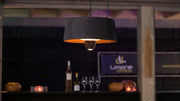 sfeervolle overkapping op het terras door Sunred Compact Artix Bright hangende zwarte heater