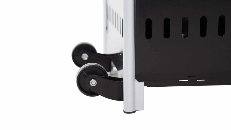 wielen van de staande zwarte Sunred Flame Torch gas heater of terrasverwarmer