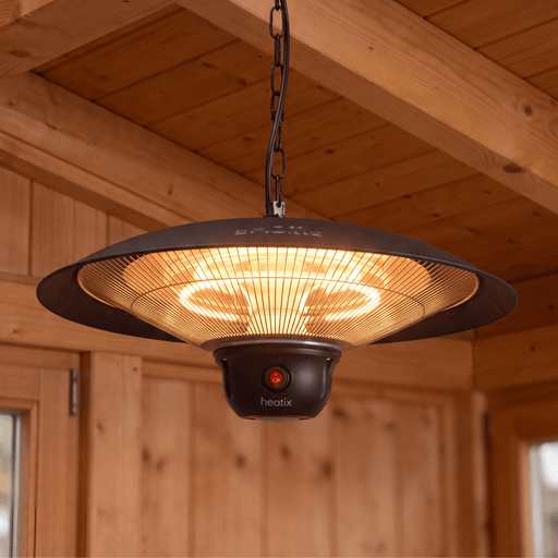 Hangende Terrasverwarmer met LED Verlichting 2100W - Tuinverwarming.com