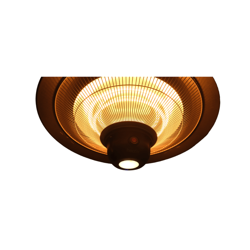 Hangende Terrasverwarmer met LED Verlichting 2100W – Heatix Terrasverwarmer - Tuinverwarming.com