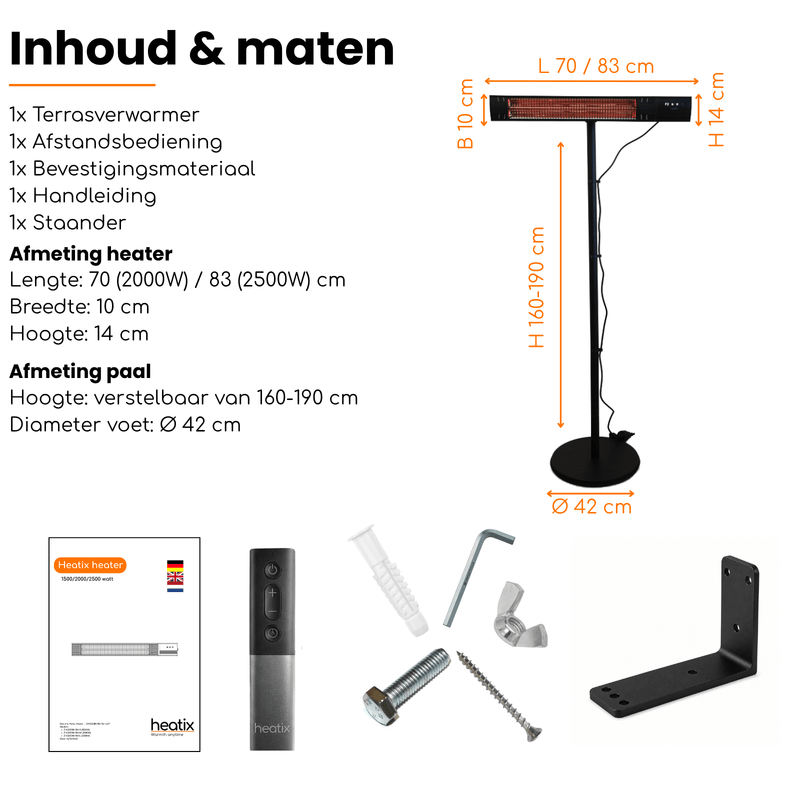 Heatix Staande Golden Shadow Heater (2000W / 2500W) - Tuinverwarming.com