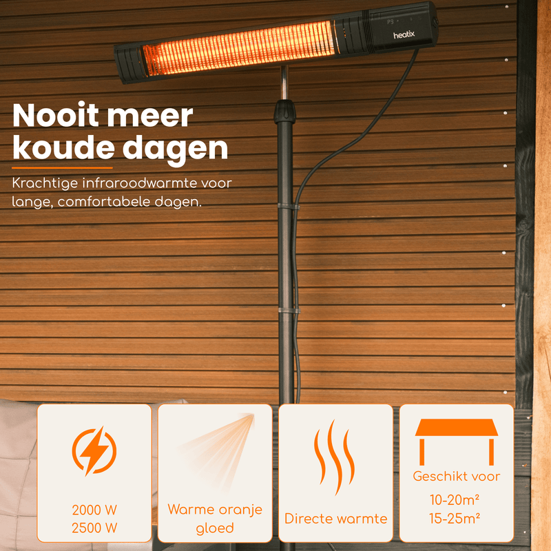 Heatix Staande Smart Carbon Fiber Heater (2000W / 2500W) - Tuinverwarming.com