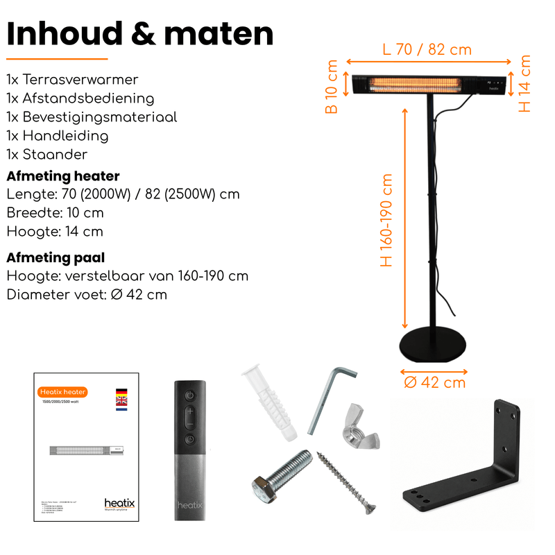 Heatix Staande Smart Carbon Fiber Heater (2000W / 2500W) - Tuinverwarming.com