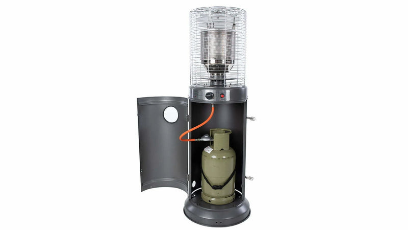 gasfles van de staande Sunred grijze Propus Lounge terrasverwarmer met 10000 Watt voor terras