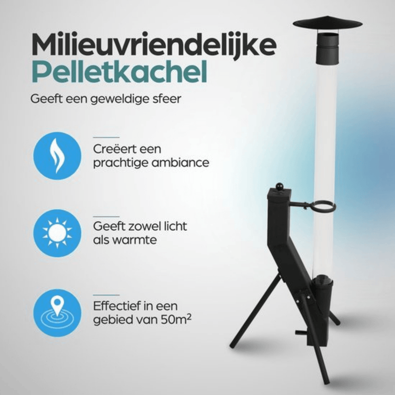 Pure Power Pellet Terrasverwarmer – 175 cm – Rookvrije Vlam (1,2m)