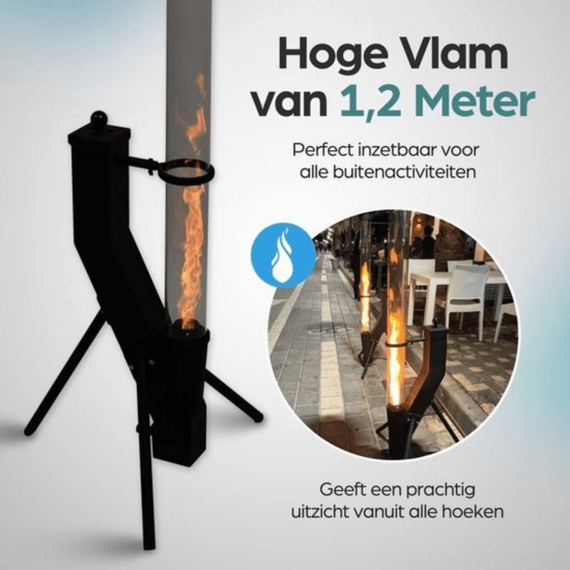 Pure Power Pellet Terrasverwarmer – 175 cm – Rookvrije Vlam (1,2m)