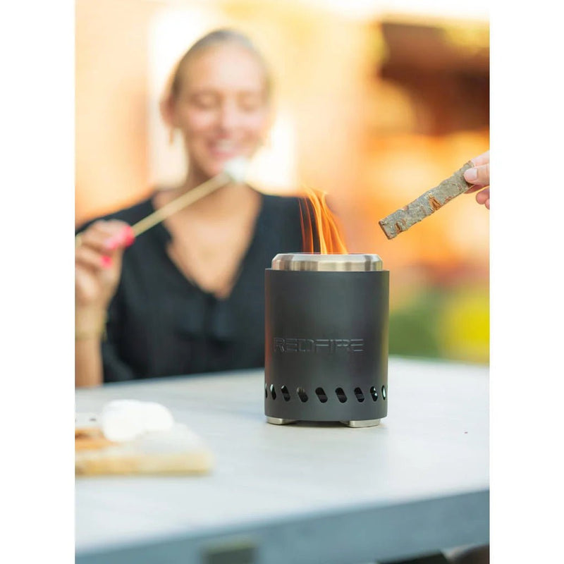 Volcano pellet table fireplace small black